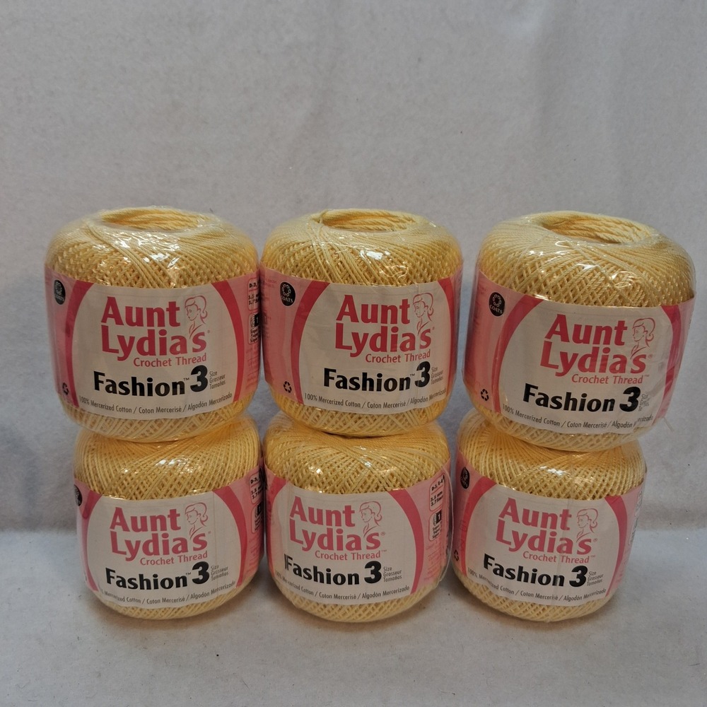 Aunt Lydia's Crochet Thread Fashion 3 Maize Yellow Mercerized Cotton 6 Pack NEW